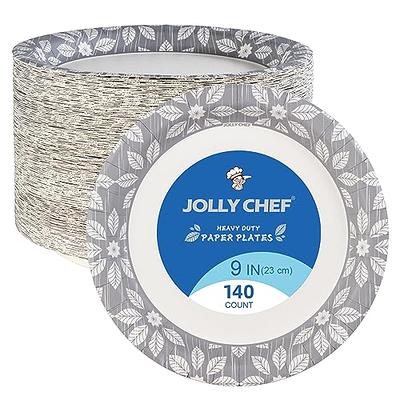 JOLLY CHEF 8.37 inch Disposable Paper Plates 140 Count, White Paper Plate  Bulk, Heavy Duty Paper Plates for Everyday Use