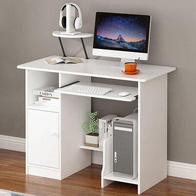 Lufeiya Small Computer Desk Study Table for Small Spaces Home Office 31  Inch Rustic Student Laptop PC Writing Desks with Storage Bag Headphone