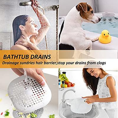 2 Pack Drain Hair Catcher Durable Silicone Drain Cover Sink Drain Strainer  Hair Stopper for Shower Kitchen Bathroom Tub Pure White