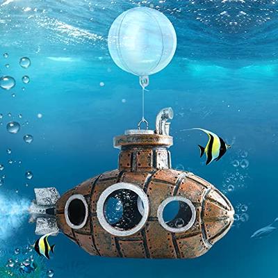 Floating Fish Tank Decoration, Little Cute Retro Submarine