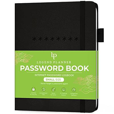 Legend Planner Password Book with Alphabetical tabs. Internet Address  Keeper Logbook. Journal for Website Logins, Pocket 4x5.5 (Black) - Yahoo  Shopping