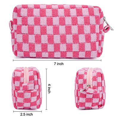 SOIDRAM Preppy Makeup Bag Nylon Cosmetic Bag Pink Stuff Makeup Pouch for  Women Travel Toiletry Bag Organizer Cute Makeup Brushes Storage Bag with