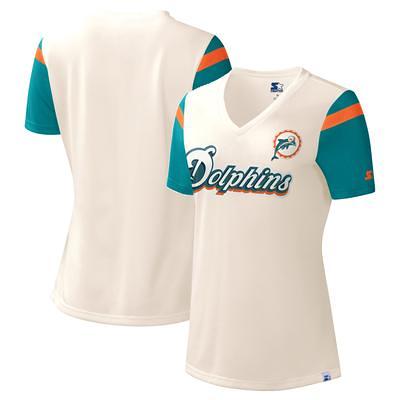 Women's Fanatics Branded White Miami Dolphins Spirit Jersey Lace-Up V-Neck Long Sleeve T-Shirt