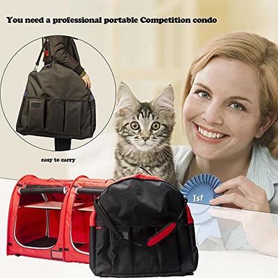 porayhut Mispace Portable 2 Pet Carriers for Cats Collapsible Cat Condo for Car Travel Pet Kennel Show Cages with Portable Carry Bag Hammocks Mats and Litter