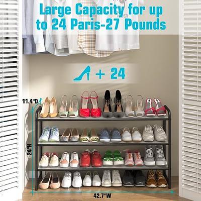 AOODA 3-Tier Long Shoe Rack for Closet Stackable Wide Shoe Shelf Organizer  and Storage for Floor, Entryway (Bronze)