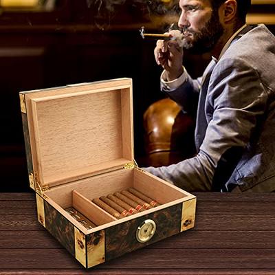 Mantello Cigars Humidors, Royal Glass-Top Cigar Humidor, Cigar Box for Up  To 50 Cigars, Cigar Humidors with Hygrometer & Divider