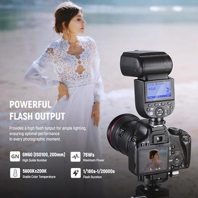 Godox V1-C Flash for Canon Camera, 76Ws 2.4G TTL Round Head Flash  Speedlight, 1/8000 HSS, 480 Full Power Shots, 1.5s Recycle Time, 2600mAh  Lithium