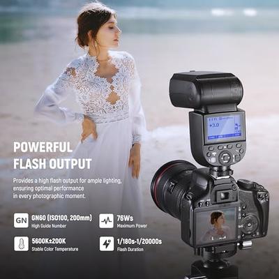 Godox V1-C Flash for Canon, 76Ws 2.4G TTL Round Head Flash Speedlight,  1/8000 HSS, 480 Full Power Shots, 1.5s Recycle Time, 2600mAh Lithium  Battery