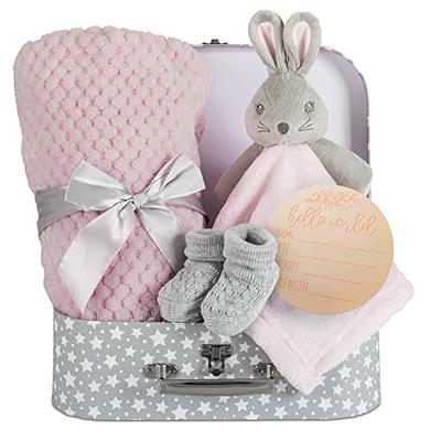 Baby Shower Gifts, Baby Boy Gifts Basket Includes Newborn Blanket Baby  Lovey Security Blanket Wooden Rattle Toy, Funny Baby Bibs Socks & Greeting  Card