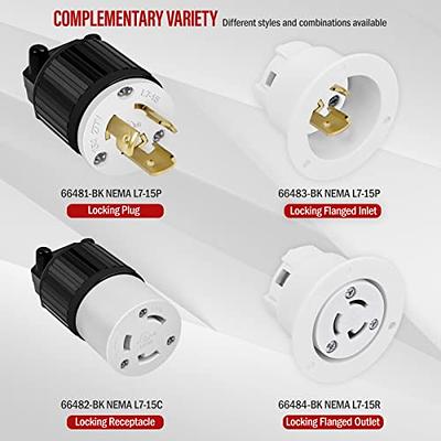 ELEGRP NEMA L5-30R Locking Connector, Generator Twist Lock Adapter  Connector, 30 Amp 125V 2 Pole 3 Wire Grounding, Industrial Grade Heavy  Duty, UL