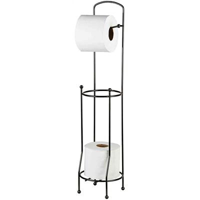 Acehoom Freestanding Toilet Paper Holder with Brush in Matte Black