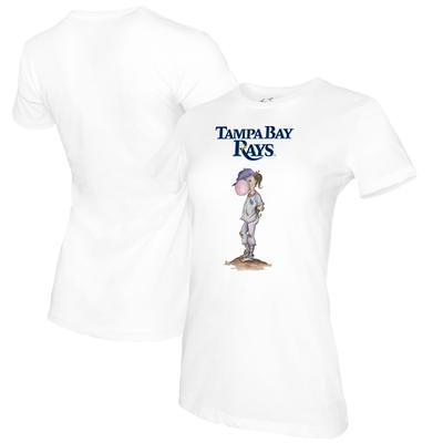 Youth Tiny Turnip Navy Tampa Bay Rays Baseball Bow T-Shirt