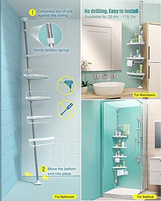 Thideewiz 3 Pack Adhesive Hanging Shower Caddy, Stainless Steel Bathroom Shower Organizer, Polished Silver Shower Shelves, Rustproof Shower Racks