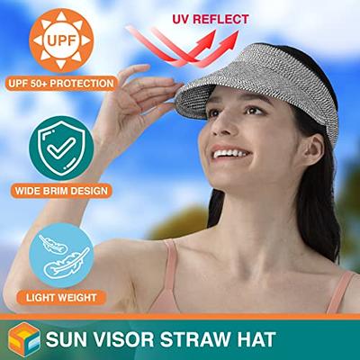 Outdoor Women Wide Brim Hat UV Protective Straw Foldable Cap Sun Visor Hat
