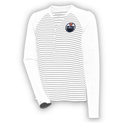 New York Mets Antigua Women's Maverick Henley Long Sleeve T-Shirt -  Royal/White