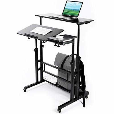 32 inch Compact Mobile Rolling Computer Desk w/ Printer Shelf Hutch