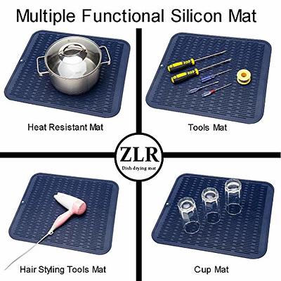 Dish Drying Mat, Quick Dry Silicone Dish Drainer, Board Mat for Kitchen  Counter Table Accessories, Heat Resistant Non-Slip Dish Draining Mat, Black