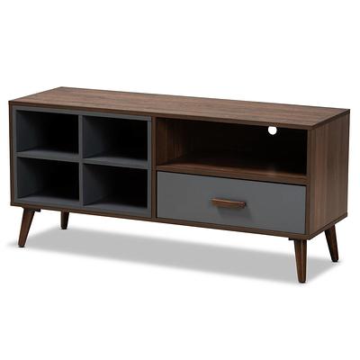 Baxton Studio Garrick Walnut Brown Wood 1 Drawer TV Stand Yahoo