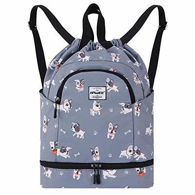 HAWEE Dry Wet Drawstring Backpack with Shoe Compartment for Women and Men  Waterproof Yoga String Bag Outdoor Sports Rucksack for Gym/Beach/Swim Pool,  Grey Dog - Yahoo Shopping