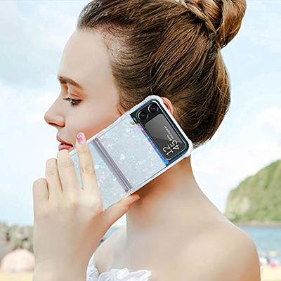 Cute Phone Case Cover for Samsung Z Flip 5,Wave Shape Frame Design Soft TPU  Case with Strap Lanyard Bracelet Case Shockproof Compatible with Samsung Z