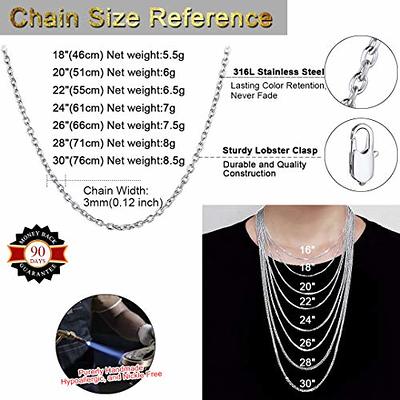 Rolo Chain Link Chain Necklace Men Stainless Steel Silver Chain Necklace