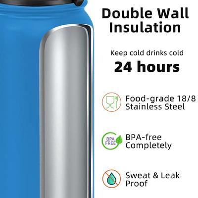  Fanhaw Insulated Water Bottle with Chug Lid - 20 Oz Double-Wall  Vacuum Stainless Steel Reusable Leak & Sweat Proof Sports Water Bottle  Dishwasher Safe with Anti-Dust Standard Mouth Lid (Green Blue)
