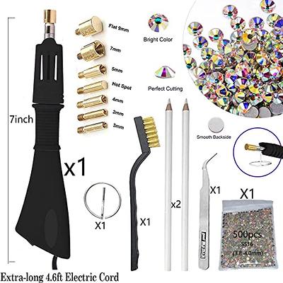 Hotfix Stone DIY Hot Fix Rhinestone Applicator Wand Setter Tool set  ,Tweezers & Brush Kit & Glass Crystal Rhinestones