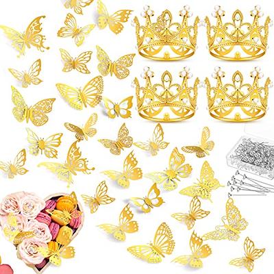196 Pieces Bouquet Accessories Diamond Pins Butterfly for Flower Bouquet  Ramo Buchon Supplies Diamond Head Pins and 3D Gold Butterfly Bouquet