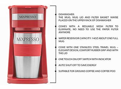 Mixpresso 2-In-1 Single Cup Coffee Maker & 14oz Travel Mug Combo, Portable  & Lightweight Personal Drip Coffee Brewer & Tumbler Advanced Auto Shut Off