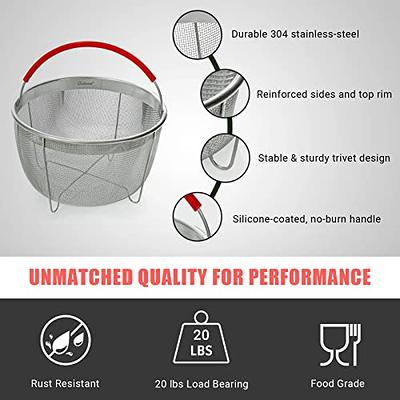 Silicone Steamer Basket for 8qt Instant Pot, Ninja Foodi, Other Pressure Cookers [3qt & 6qt avail] - Multiuse Silicone Strainer Steam Basket 