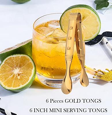 12 Pieces Sugar Tongs Ice Tongs Stainless Steel Mini Serving Tongs  Appetizers Tongs Small Kitchen Tongs for Tea Party Coffee Bar Kitchen  (Gold, Rose Gold,4.3 Inch) 