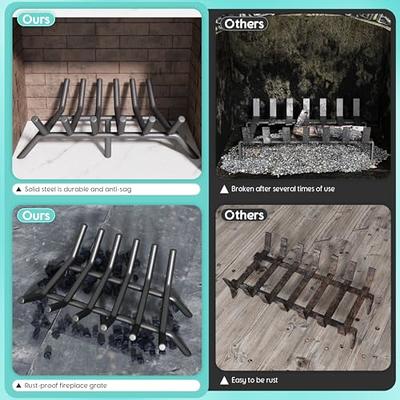 INNFINEST Fireplace Log Grate 23 inch 6 Bar Fire Grates Heavy Duty 3/4”  Wide Solid Steel Indoor Chimney Hearth Outdoor Fire Place Kindling Tool Pit