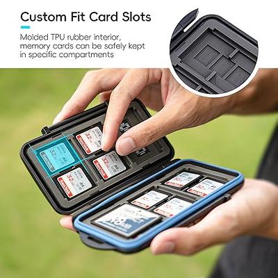 Kiorafoto Professional Water-Resistant Anti-shock Holder Storage SD SDHC SDXC TF Memory Card Case Protector Cover with Carabiner