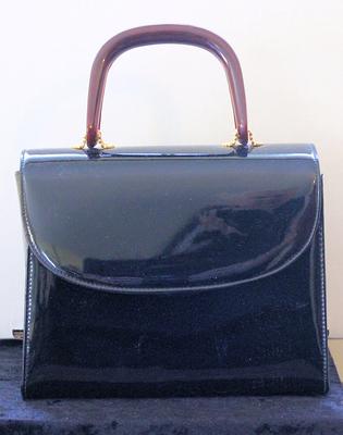 Vintage Kadin Black Patent Leather Clutch Purse With Coin 