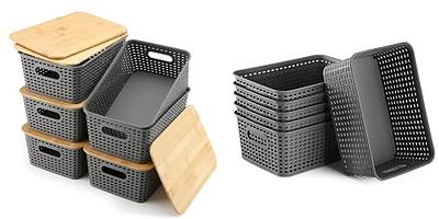 AREYZIN Plastic Storage Bins With Lid Set of 6 Baskets for