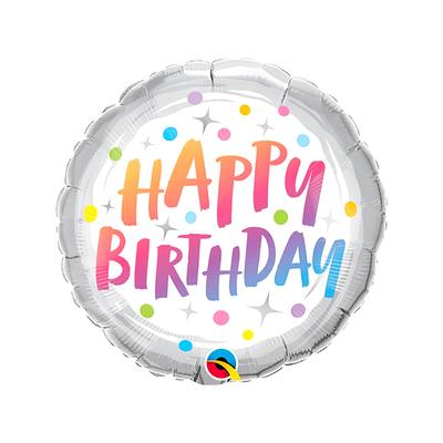 18 Foil Rainbow Polka Dot Happy Birthday Balloon