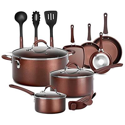 Kenmore Elite Grayson 9 Piece Nonstick Aluminum Stackable Cookware Set in Black