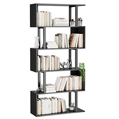 Dextrus Modern S Shaped Bookshelf 5-Tier Bookshelf Z-Shelf Bookshelves Wood  Bookshelf, Display Storage Shelf Freestanding Decorative Storage Shelving