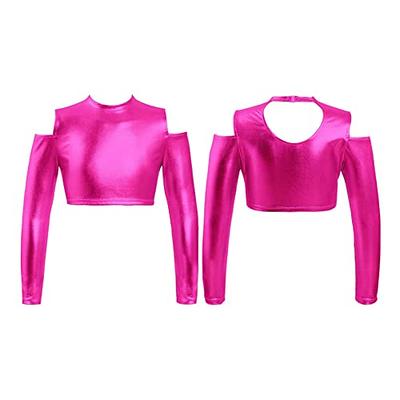 FEESHOW Youth Girls Long Sleeve Turtle-Mock neck Sports Dance Crop Top  T-Shirt Gym Yoga Leotard Dancewear C Hot Pink 8 Years - Yahoo Shopping