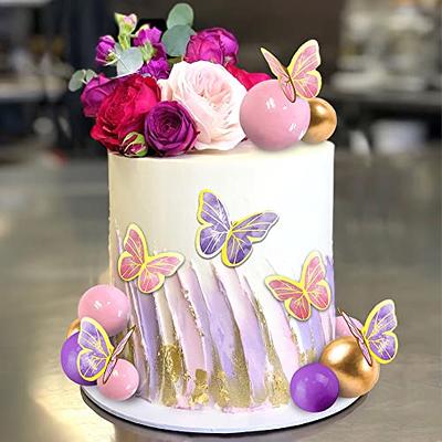 4 Pcs Happy Birthday Cake Topper Flower Butterfly Cake Decoration Kit