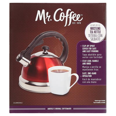 Mr. Coffee Carterton Stainless Steel Whistling Tea Kettle, 1.5 qt, Silver