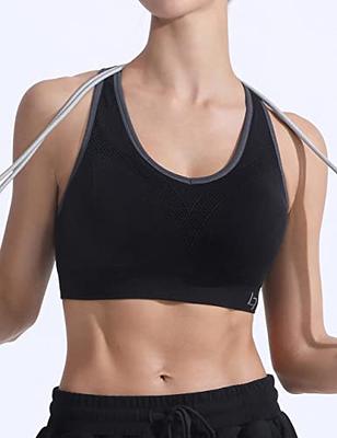 FITTIN Racerback Sports Bras for Women - Padded Seamless High Impact  Support for Yoga Gym Workout Fitness Grey/Black/Blue - Yahoo Shopping