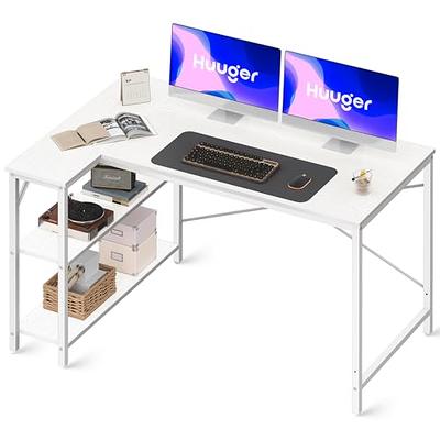 Home Office Computer Desk, Reversible Modern Writing Gaming Work Desk, L  Shaped Game Desk, Steel Frame and Thickened Desktop, 58L x 58W x 30H