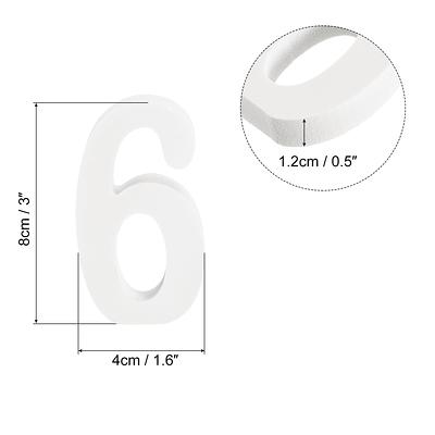 AOCEAN 4 inch White Wood Numbers Unfinished Wood Numbers for Wall Decor Decorative Standing Numbers Slices Sign Board Decoration for Craft Home