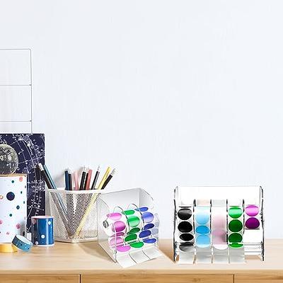 Acrylic Sticker Roll Dispenser, Adjustable Label Dispenser Transparent  Label Sticker Holder Organizer Suitable for Office School Home (6 Disks)