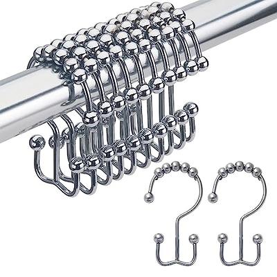 Utopia Alley Double Shower Curtain Hooks for Bathroom Rust Resistant Shower  Curtain Hooks Rings Crystal Design in Chrome (Set of 12) HK22SS - The Home  Depot