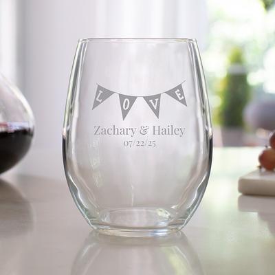 2 Stemless White Wine Glass Set - Design: HH2 - Everything Etched