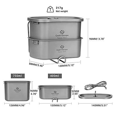 Stainless Steel Camping Cookware, Lunch Box Set, Mess Kit for Outdoor  Camping Hiking Picnic BBQ Beach