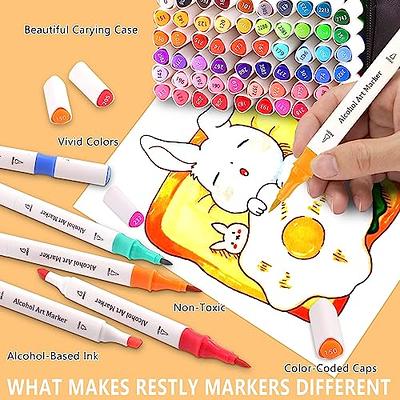 Alcohol Markers, 130 Colors Alcohol Markers Set, Dual Tips Alcohol-Based  Art Markers Pens for Kids Adult Artists Drawing Coloring Painting Sketch