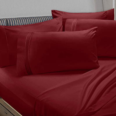 6 Piece 1800 Collection Bed Sheet Set with Extra Pillowcases, Deep Pockets  Fitted Sheet, 100% Soft Microfiber, Hypoallergenic, Cool & Breathable,  Full, Burgundy - Yahoo Shopping